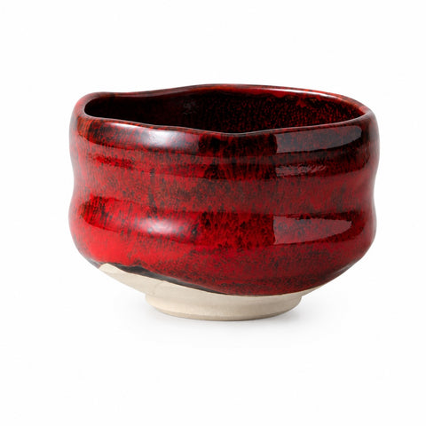 Tenmoku red stream matcha bowl